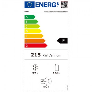 Beko RDSO206K31WN Ψυγείο Δίπορτο Υ143xΠ54.5xΒ55.5εκ. Λευκό